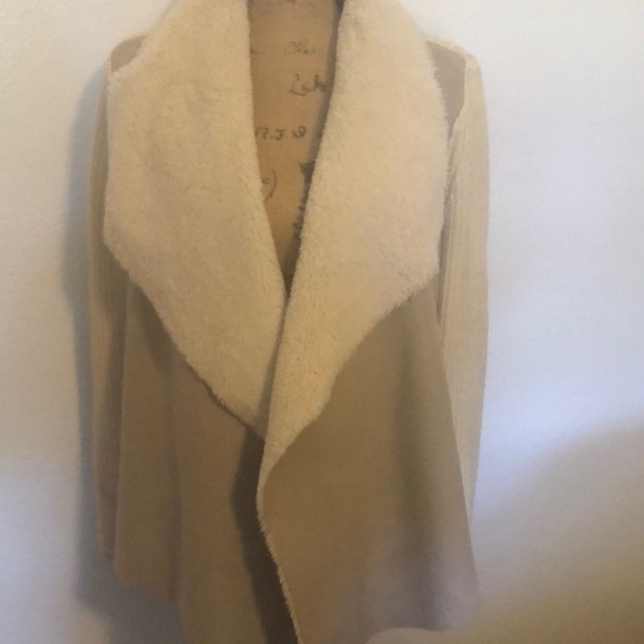 One World Faux Fur & Suede Sweater Jacket, Size M (oversized) - Picture 1 of 5